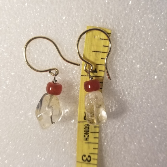 Handmade Copper Citrine Jade Crystal Earrings - Picture 5 of 9